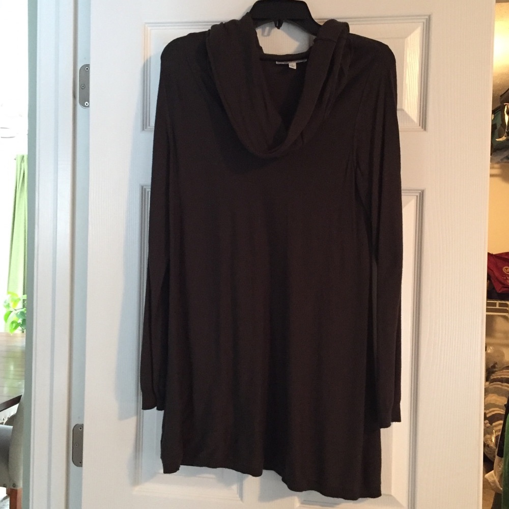 Olive green cowl neck tunic sweater